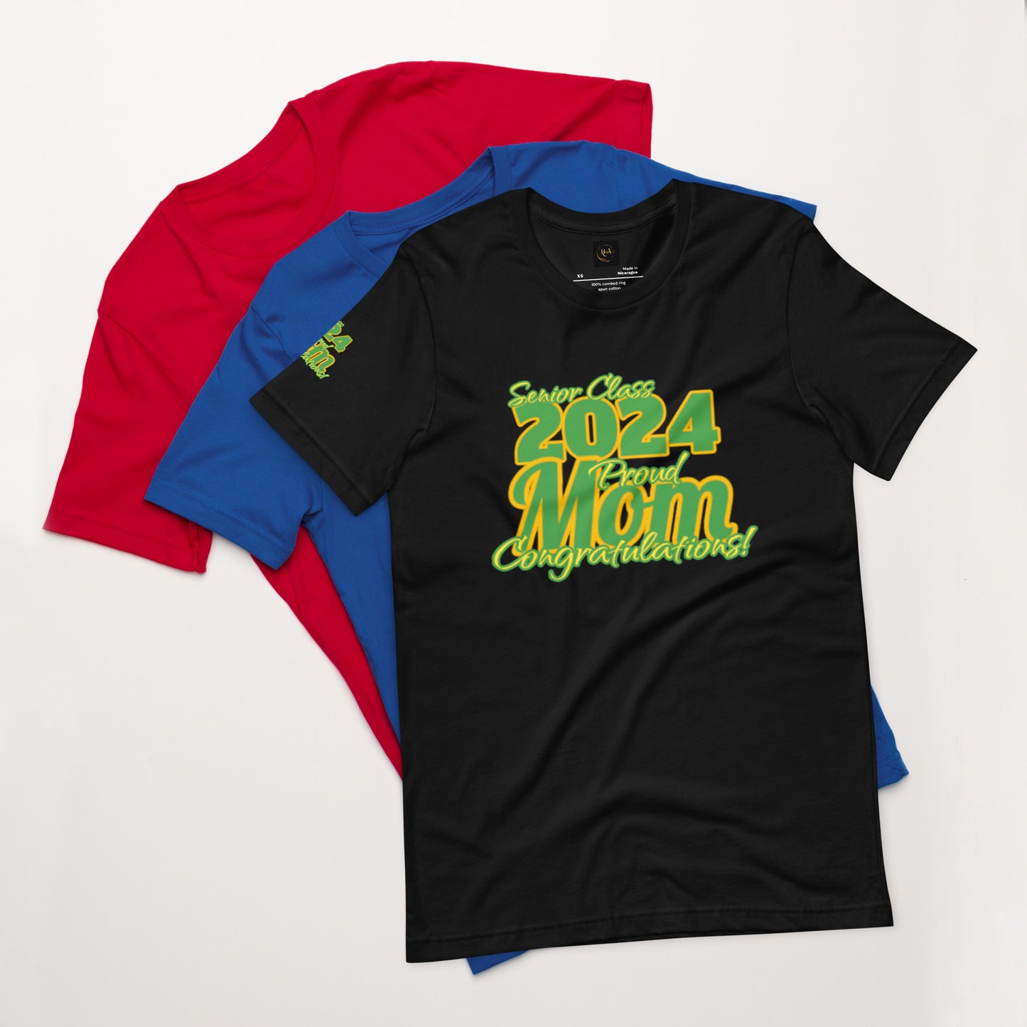 Senior Class, 2024 Proud Mom - Unisex T-Shirt Green/Yellow Black Shirt Unisex t-shirt