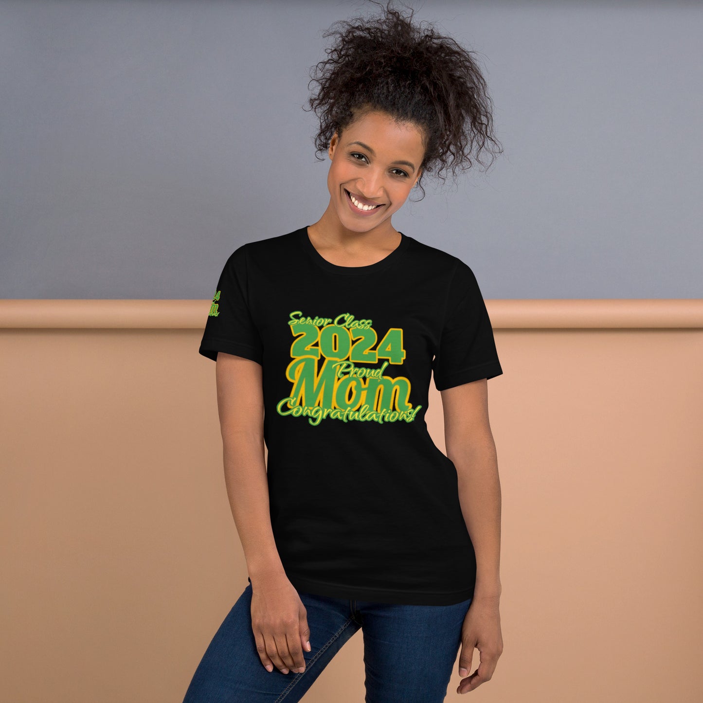 Senior Class, 2024 Proud Mom - Unisex T-Shirt Green/Yellow Black Shirt Unisex t-shirt