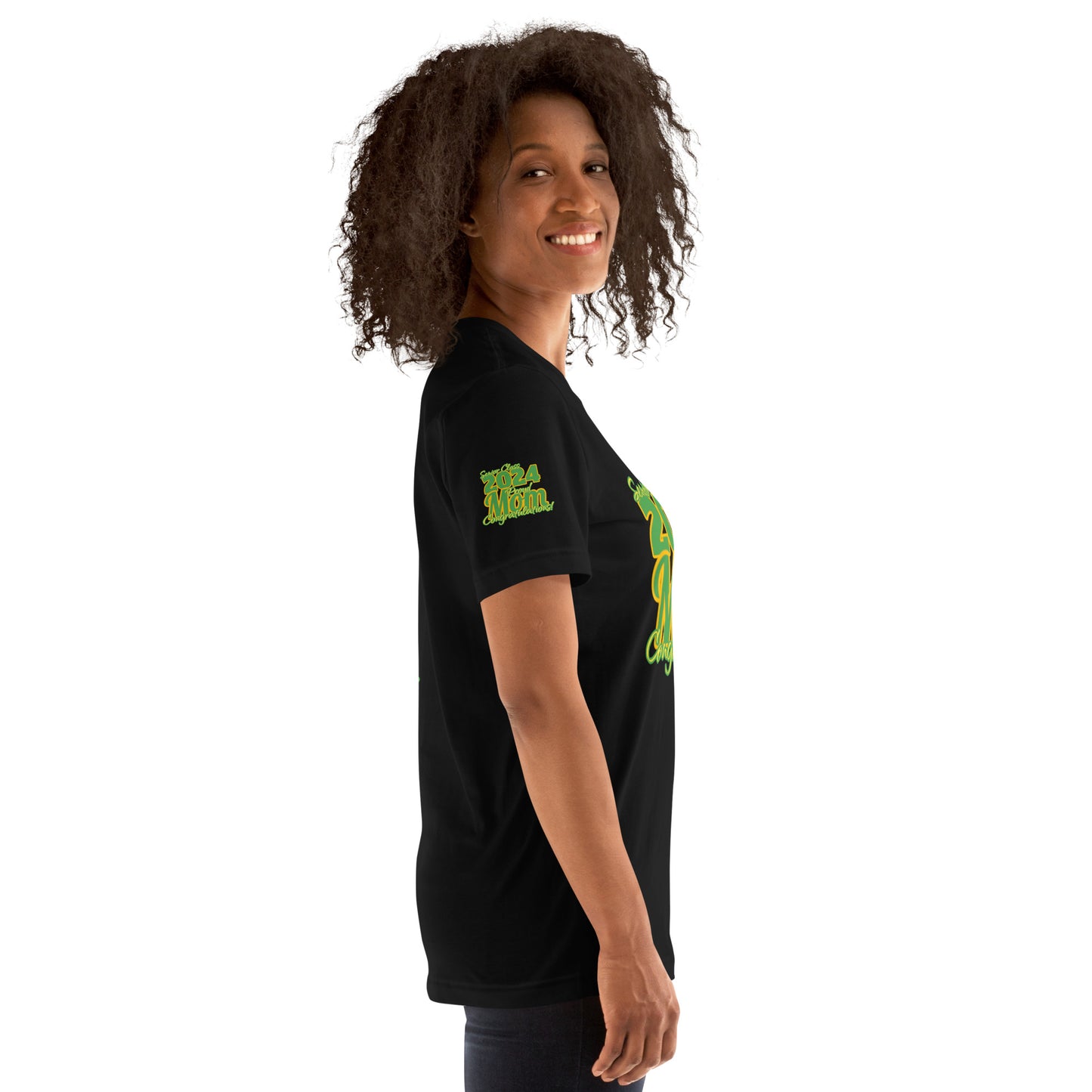 Senior Class, 2024 Proud Mom - Unisex T-Shirt Green/Yellow Black Shirt