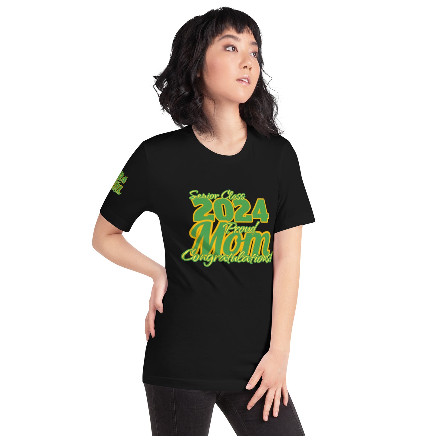 Senior Class, 2024 Proud Mom - Unisex T-Shirt Green/Yellow Black Shirt Unisex t-shirt