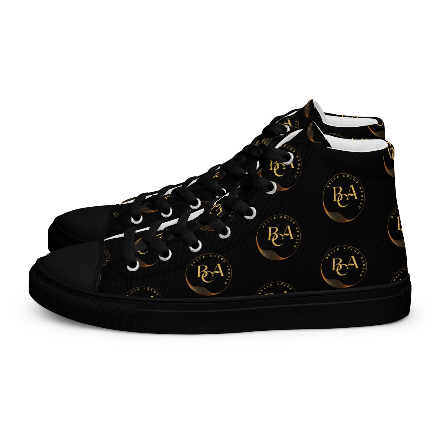 Women’s high top canvas-Logo "Bella Chloe Apollo" Black & Gold