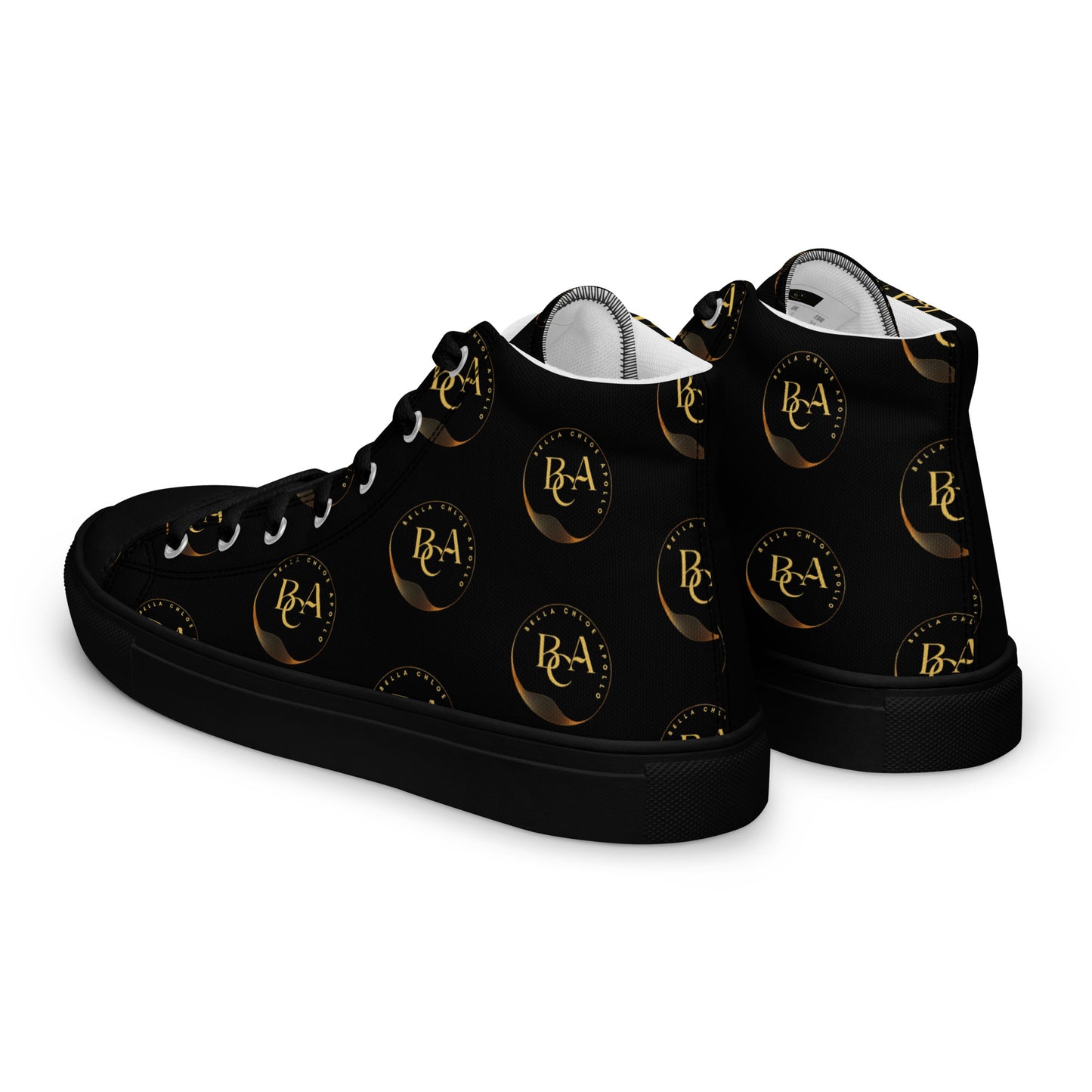 Women’s high top canvas-Logo "Bella Chloe Apollo" Black & Gold