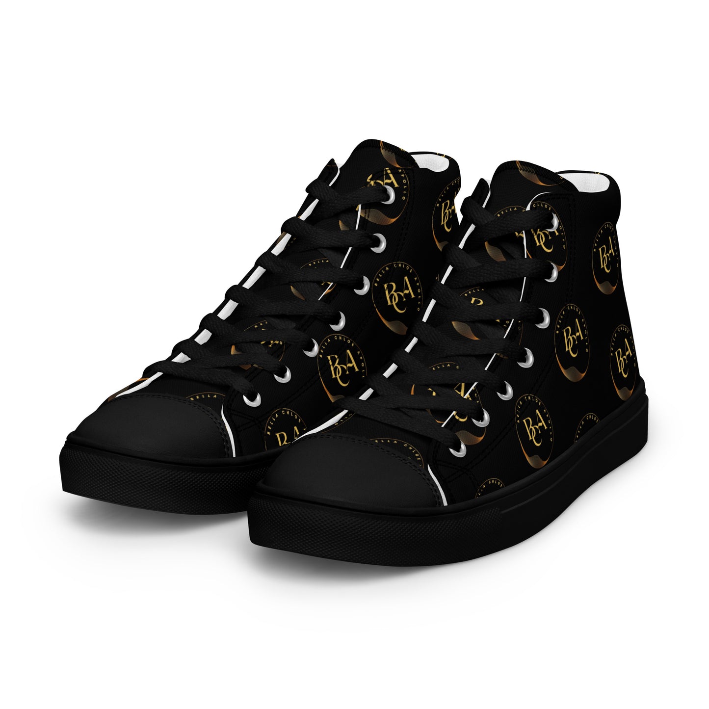 Women’s high top canvas-Logo "Bella Chloe Apollo" Black & Gold