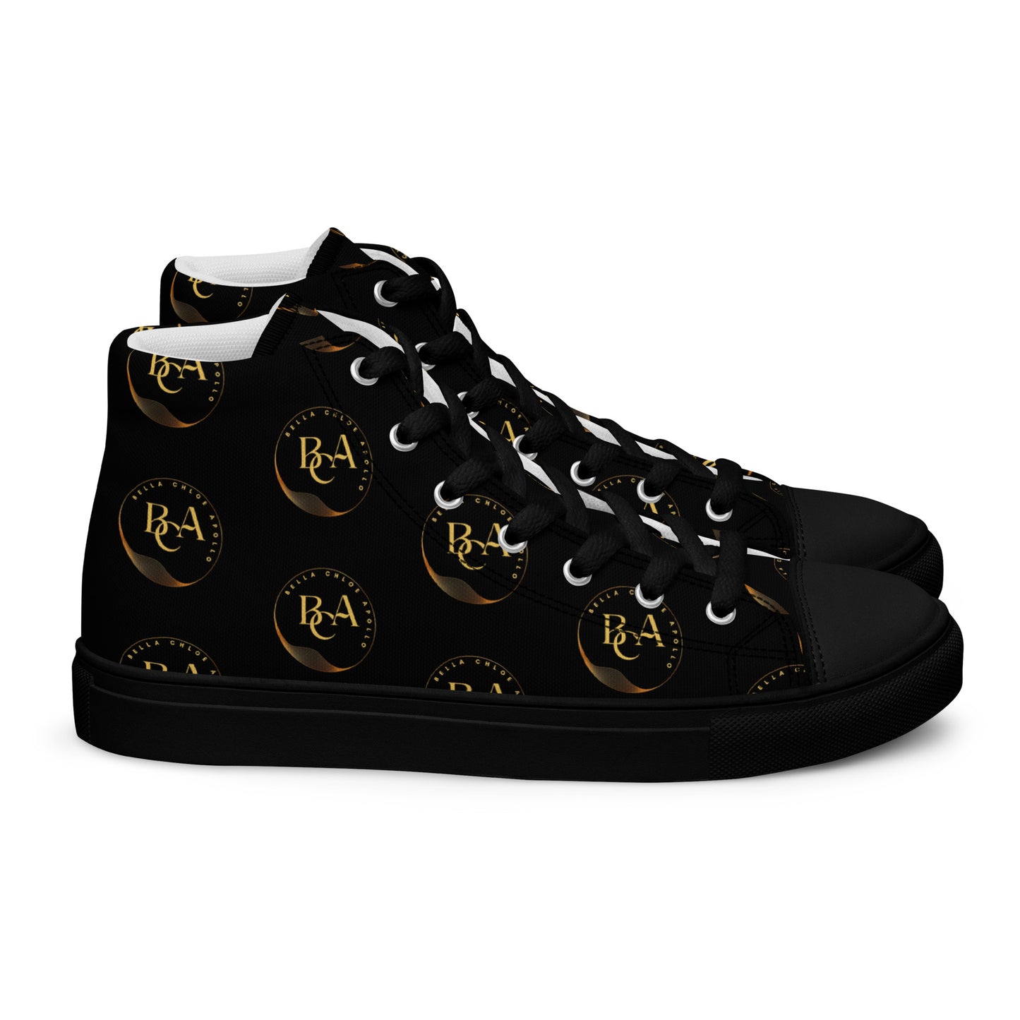 Women’s high top canvas-Logo "Bella Chloe Apollo" Black & Gold