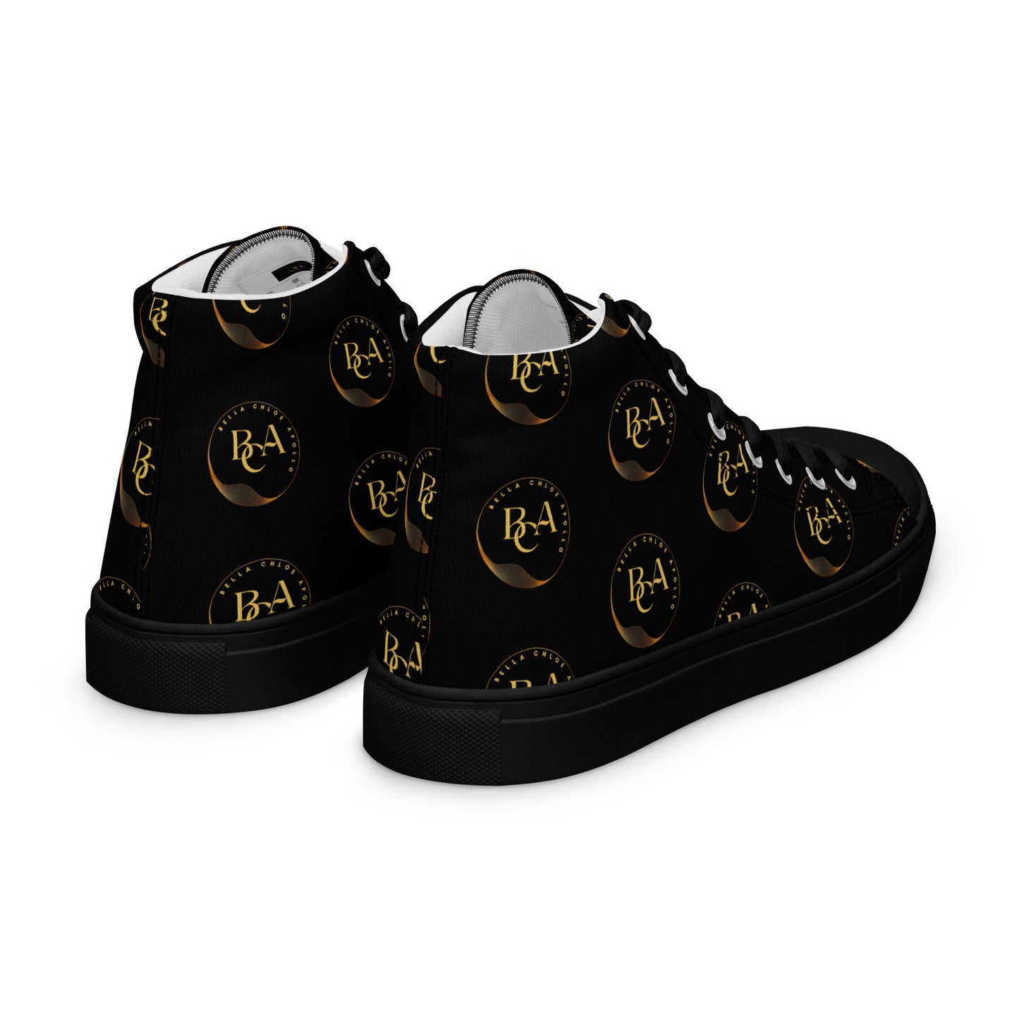 Women’s high top canvas-Logo "Bella Chloe Apollo" Black & Gold