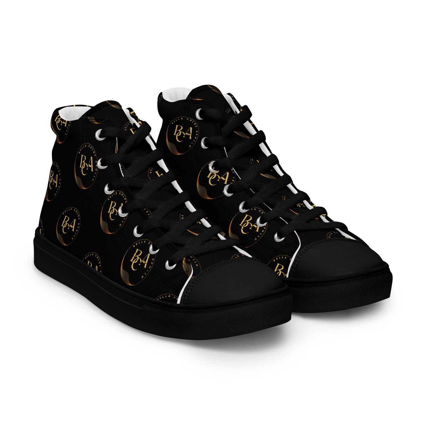 Women’s high top canvas-Logo "Bella Chloe Apollo" Black & Gold