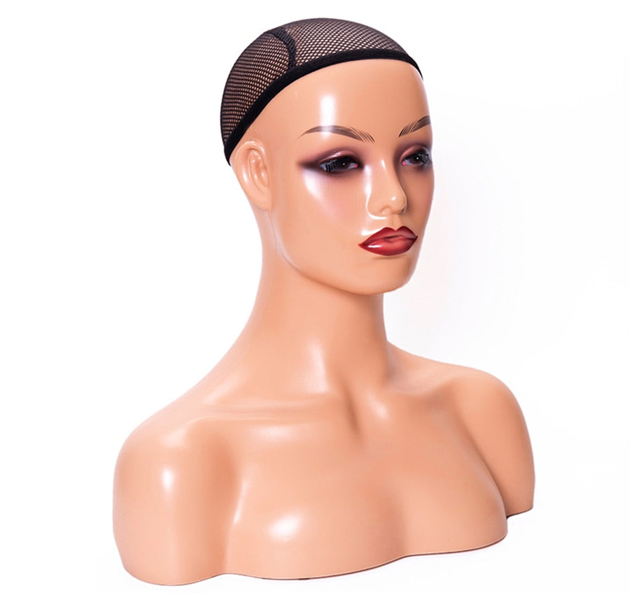 Realistic Mannequin Head with Shoulder 360 Electric Rotating Product Display Turntable