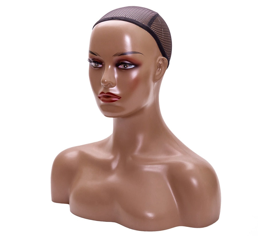 Realistic Mannequin Head with Shoulder 360 Electric Rotating Product Display Turntable