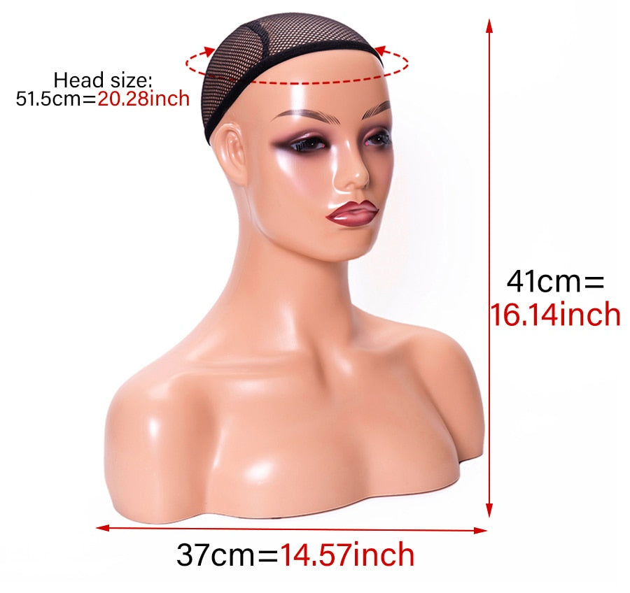 Realistic Mannequin Head with Shoulder 360 Electric Rotating Product Display Turntable