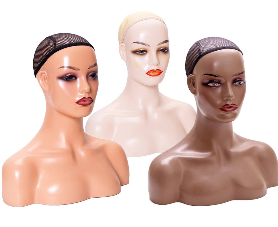 Realistic Mannequin Head with Shoulder 360 Electric Rotating Product Display Turntable