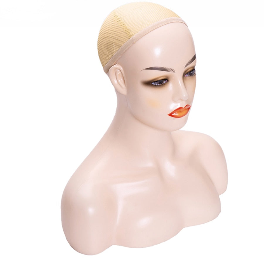 Realistic Mannequin Head with Shoulder 360 Electric Rotating Product Display Turntable