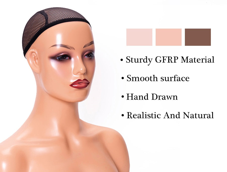 Realistic Mannequin Head with Shoulder 360 Electric Rotating Product Display Turntable